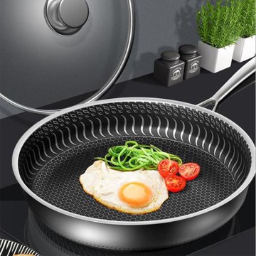 煎鍋平底鍋不粘鍋無涂層316不銹鋼蜂窩不粘鍋KATA燃氣電磁爐專用