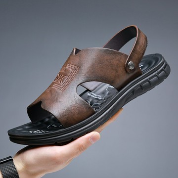 男士夏季沙灘鞋涼鞋  男士新款休閑涼鞋特大小碼潮流涼拖鞋防滑柔軟男鞋