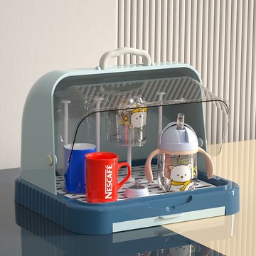 台灣發貨🔸奶瓶收納箱✅餐具收納櫃 防塵收納盒 奶瓶瀝水架 寶寶輔食工具收納 廚房收納架 多功能收納箱