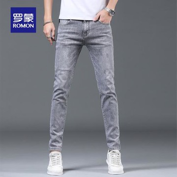 羅蒙夏季牛仔褲男士時尚修身青年潮流百搭休閑長褲子2025新款男裝