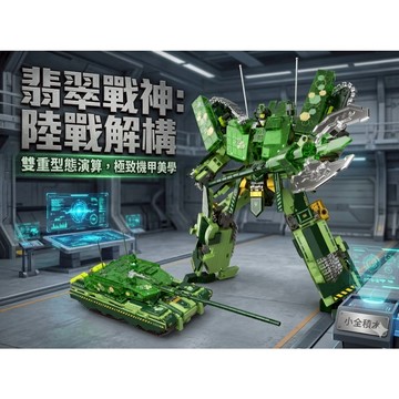 【小全積木】翡翠戰神 坦克機器人 二合一變形積木 59式坦克模型 收藏級 高難度 拼裝公仔 男孩生日禮物 陸戰隊