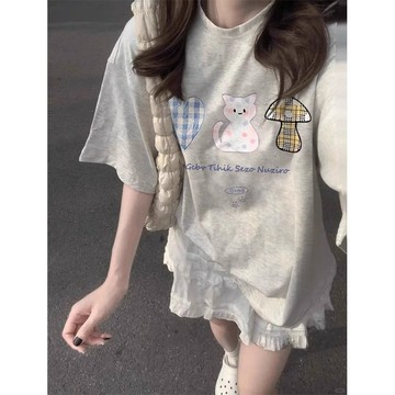 🌸YR🌸 兒童短袖 女童短袖T恤 中大童短袖 女童短袖洋氣純棉T恤2026新款夏季圓領半袖t中大童女孩學生洋氣潮