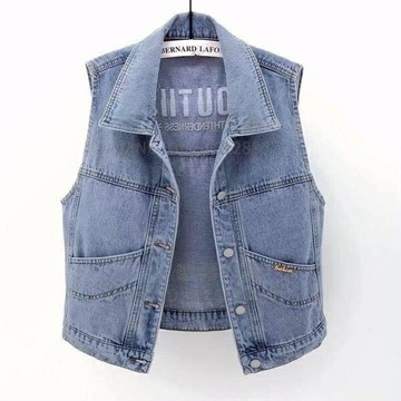 牛仔馬甲女短款春秋百搭刺繡無袖夾克背心坎肩馬夾上衣朝【倪醬小鋪】