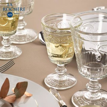 酒杯法國進口La Rochere復古高腳杯果汁玻璃杯中古矮腳杯熱紅酒杯
