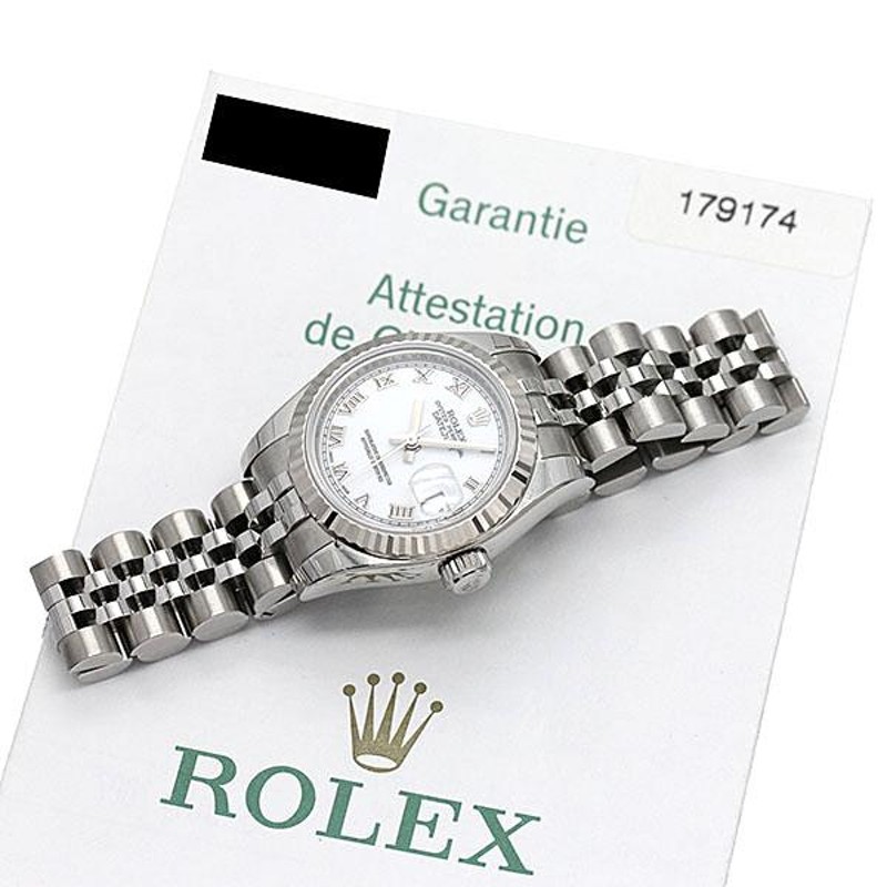 ロレックス ROLEX デイトジャスト 179174 ホワイトローマン Z番 SS/WG ...