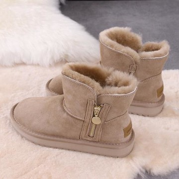 側拉鏈雪地靴女新款時尚韓版防滑平底冬季保暖短筒棉鞋休閑短靴子