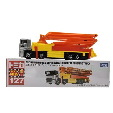 日本Tomy/多美卡合金小汽車模型玩具127號三菱水泥泵機189381