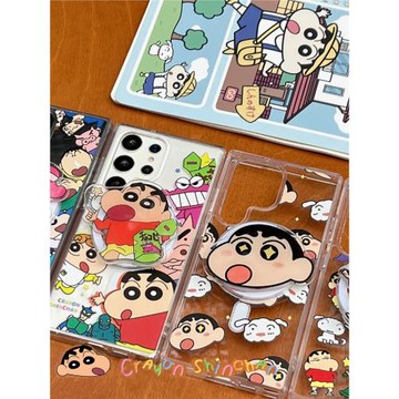 創意韓風磁吸星星蠟筆小新適用三星GalaxyS24手機殼S23FE/S25Ultra情侶磁吸支架S22/S22+/S22Ultra全包保護套