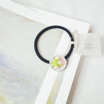 草莓花 手刺繡髮圈