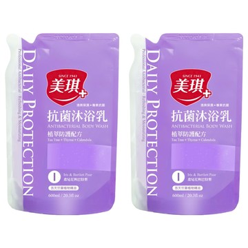 美琪抗菌沐浴乳補充包，鳶尾花與巴特梨，含天然萃取植物精油，600ml  2組