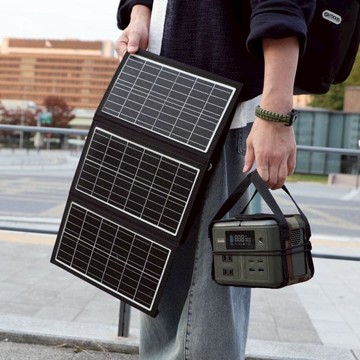 日本MIRENEX儲能小瓦力PRO+背心保護套+30W太陽能板｜防災野營組 黑色小瓦力太陽能板組