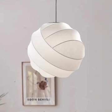 個性藝術曲線設計仿絲聚酯纖維白色吊燈北歐球形吊燈酒店餐廳
