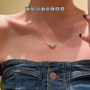 两件9.9折🔥臺灣出貨🔥可開發票✅簡約小衆珍珠愛心項鍊女ins潮新款氣質百搭設計高級鎖骨鏈頸鍊