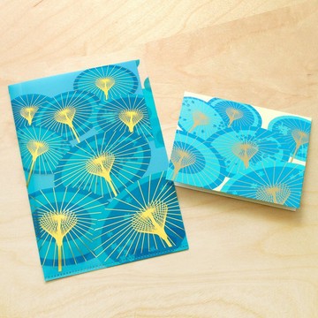 台灣風味-傳統紙傘 - A5三層資料夾與卡片組