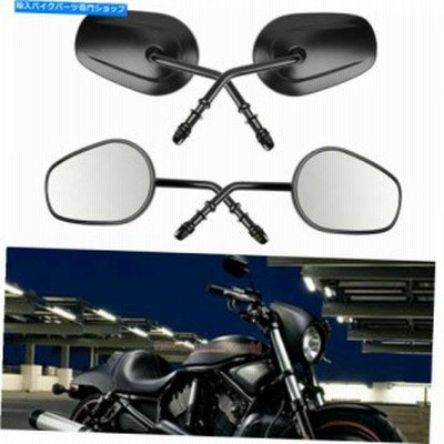 Mirror ブラックオートバイリアビューサイドミラーフィットハーレーロードグライドストリートボブFXDB Black Motorcycle Rearvie