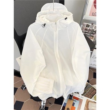 山系夏季冰絲皺防曬衣男女款輕薄透氣戶外防紫外線運動連帽沖鋒衣