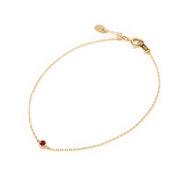 8月誕生石 K10 紅碧璽單顆手鍊 ~Petela~ (可更換為 K18)