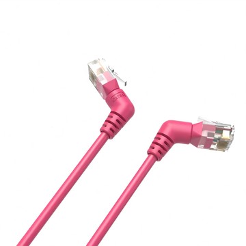 VEnTIOn 威迅 IBO系列 CAT6A 超六類雙彎頭可旋轉纖細高速網路線  粉色  1條  2m