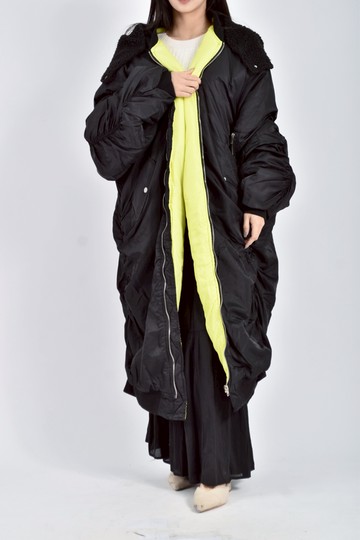 (F) 【Ruby私服】y hnn質感棉質長款長袖連帽寬鬆黑色外套