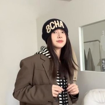 黑色小香毛線帽子女秋冬百搭冷帽大頭圍堆堆帽保暖月子包頭針織帽