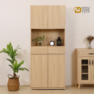 wakuhome 瓦酷家具sunday日系原橡木2.7尺收納高鞋櫃b001-451