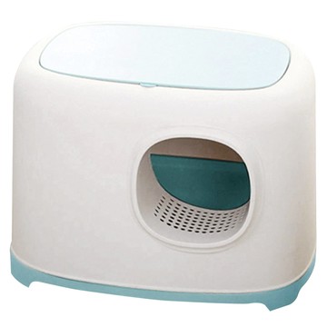 寵物星樂園吐司貓砂盆F 封閉式防臭落砂貓廁所  慕斯藍  39 x 55 x 40cm  1個