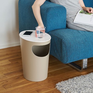 日本岩谷Iwatani ENOTS儲物垃圾桶置物邊桌 9.4L - 米色