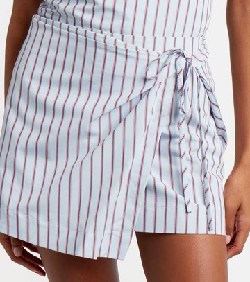 SIR Pinstripe cotton-blend wrap skirt