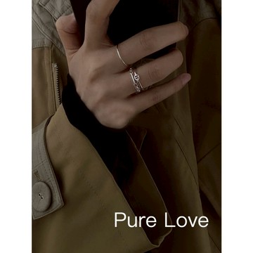 Pure Love樂芙 /正韓 銀飾【S925純銀】R0720簡約純銀豬鼻鏈條雙層開口戒指 /金 銀
