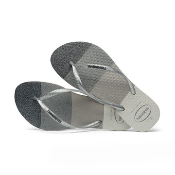 【havaianas 哈瓦仕】Slim Palette Glow 銀黑灰 女鞋 巴西人字拖 夾腳拖鞋