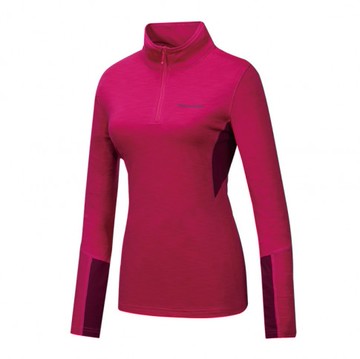 【【蘋果戶外】】山林 32P18 34 深桃紅 女 遠紅雲彩保暖衣 半門襟 長袖排汗衣 秋冬保暖登山 秋冬 Mountneer