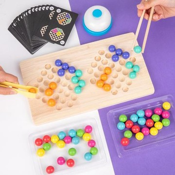 幼兒童夾珠子教具手眼協調專注力思維訓練益智力開發雙人對戰玩具