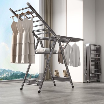 免運 折疊晾衣架落地家用臥室陽臺曬衣架室內嬰兒涼曬掛衣桿曬被子神器