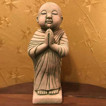 禪意小和尚泰國進口茶寵裝飾品燭臺石雕佛像泰式餐廳桌面小擺件