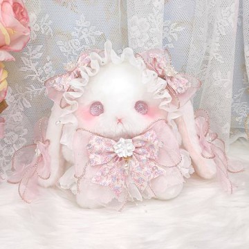 【梔子】熊獸家Lolita垂耳兔玩偶包原創蝴蝶結可愛毛絨包珍珠手作