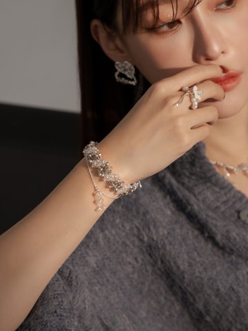 海邊有座圖書館。MUCHAT手作水晶珠花手鍊