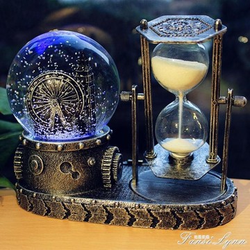 交換禮物復古風沙漏計時器擺件雪花水晶球音樂盒生日禮物女生創意畢業禮品 雙11全館免運