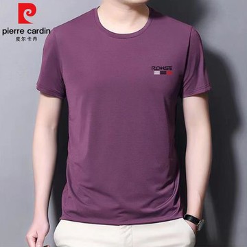 皮爾卡丹冰絲短袖T恤男2025新款夏季薄款中年上衣爸爸裝半袖體恤.