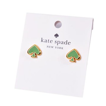 KATE SPADE 琺瑯桃心針式耳環-深綠