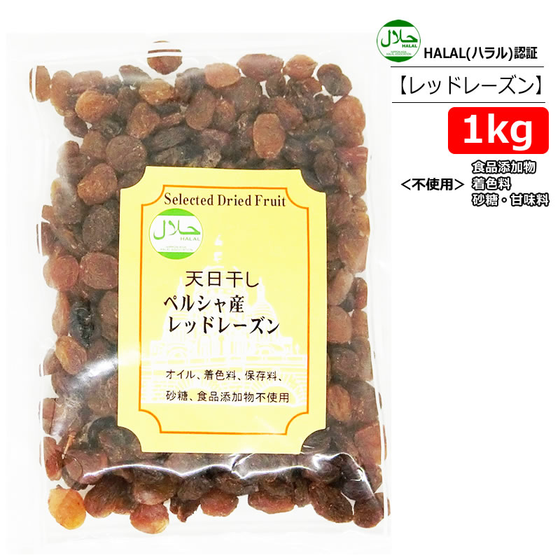 レッドレーズン 大容量 1kg バイオシード  HALAL(ハラール)認証 業務用 ドライフルーツ ノンオイル ぶどう 種なし レーズン 鉄分