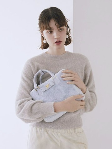 暖毛絨皮質方形手提/側背包(08001036200) - Maison de FLEUR