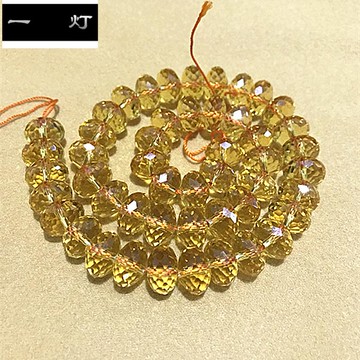 白水晶黃水晶盤珠切面刻面扁珠散珠子半成品穿串手鏈項鏈配件