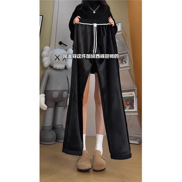 那不勒斯加絨西褲女款秋冬cleanfit小個子褲子顯瘦直筒微喇休閑褲