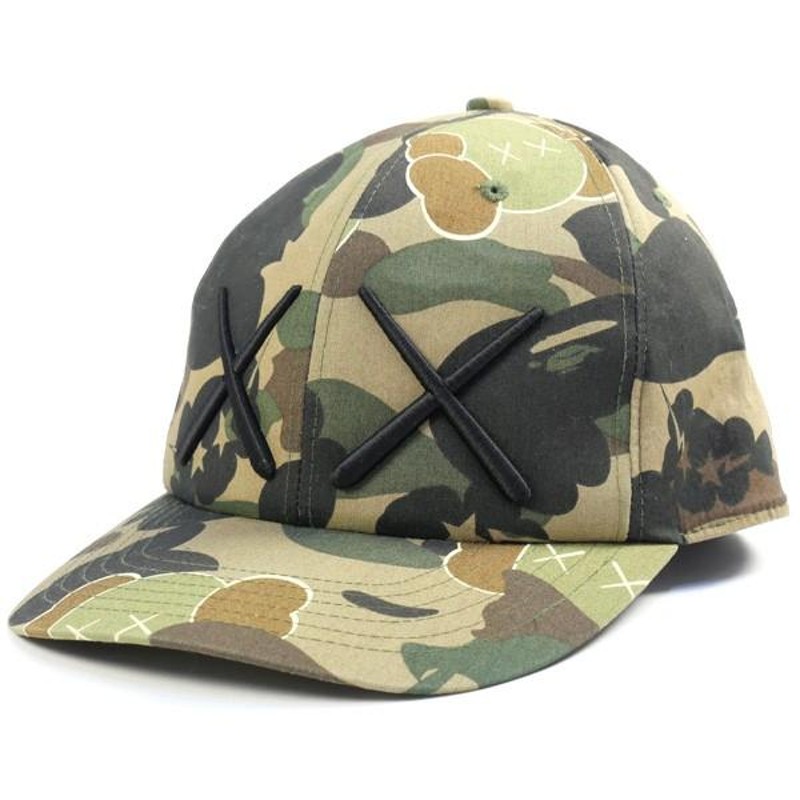 ア ベイシング エイプ A BATHING APE ×KAWS カウズ 1stサル迷彩柄BB Cap ベースボールキャップ 緑 Size【L】  【中古品-非常に良い】【中古】 | LINEショッピング