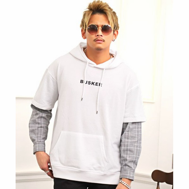 ラグスタイル レイヤードチェック柄パーカー パーカー メンズ ビッグシルエット フェイクレイヤード メンズ ホワイト系1 M Luxstyle 通販 Lineポイント最大1 0 Get Lineショッピング