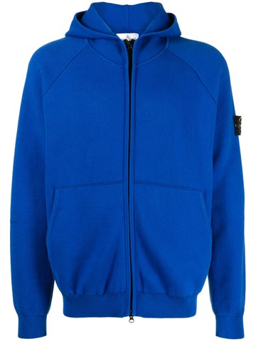 Stone Island - logo-patch hooded jacket - men - Cotton/Polyamide/Elastane - L - Blue