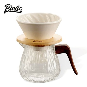 BINCOO 日式陶瓷濾杯V60 手沖咖啡過濾器 分享壺套裝 滴濾式沖煮器具 400ML