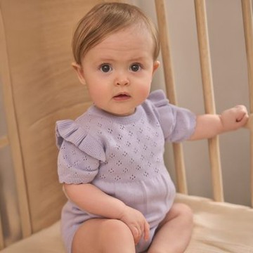 Brands4kids 雕花紫色短袖包屁衣_Enfant系列