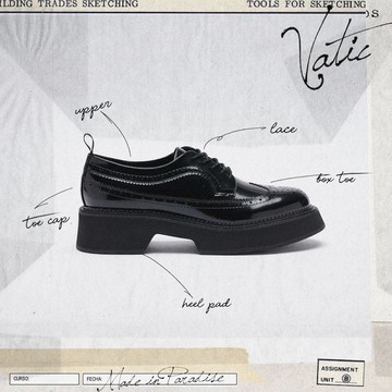 VATIC WINGTIP BROGUES SHOES POLISHED BLACK 45mm厚底皮鞋 增高