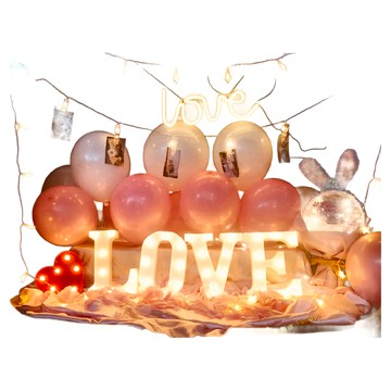 求婚後車廂 包含520數字燈、連體love燈、白色印愛情氣球、字母燈箱、5米星星燈串、嫁給我拉旗等  H款 多色  1組